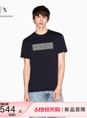 ARMANI EXCHANGE/阿玛尼26春夏新款男士圆领短袖正肩印花纯棉T恤
