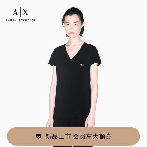 AX/阿玛尼女士V领短袖正肩T恤
