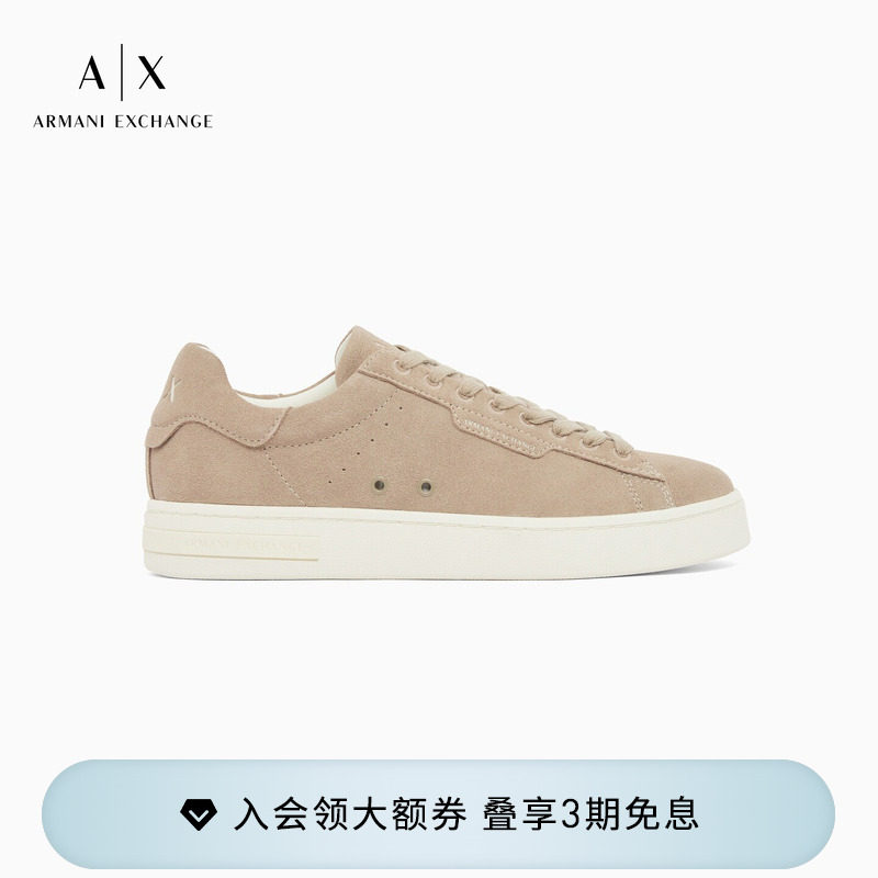 ARMANI EXCHANGE/阿玛尼春夏新款男绒面革低帮撞色标识运动鞋板鞋