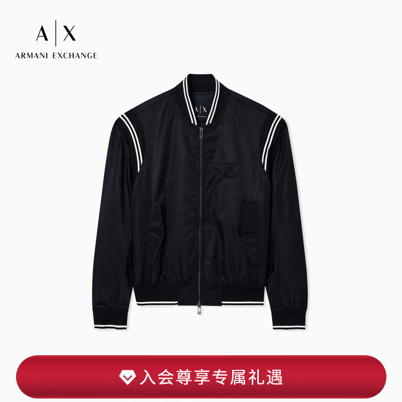 AX/阿玛尼男士棒球领撞色棉服