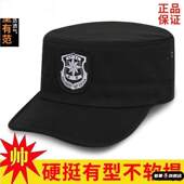 新款 保安帽子物业门卫执勤酒店高级专业黑色加厚鸭舌帽工作帽通用