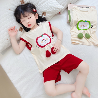 女童睡衣夏季纯棉薄款背心2025新款儿童家居服套装莫代尔宝宝女孩