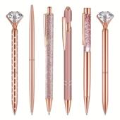 网红爆款 高颜值高级可爱笔玫瑰金创意金属黑色墨水圆珠笔油性套装