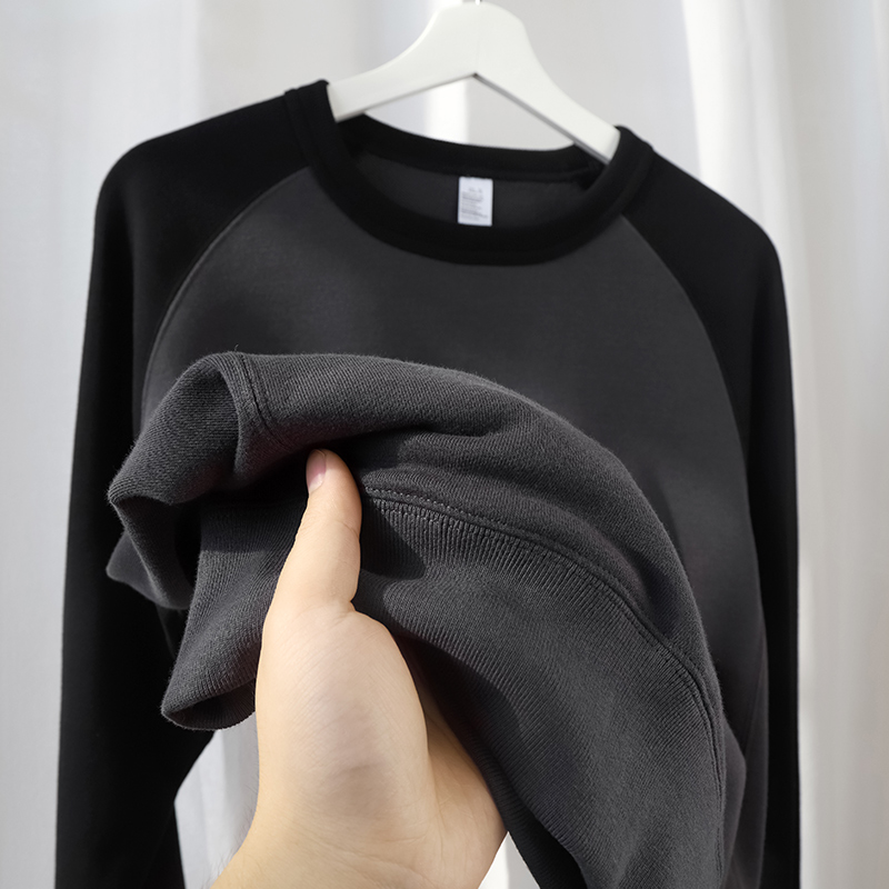 奥特莱斯~品牌外贸专柜捡漏重磅插肩袖卫衣秋季撞色宽松休闲上衣