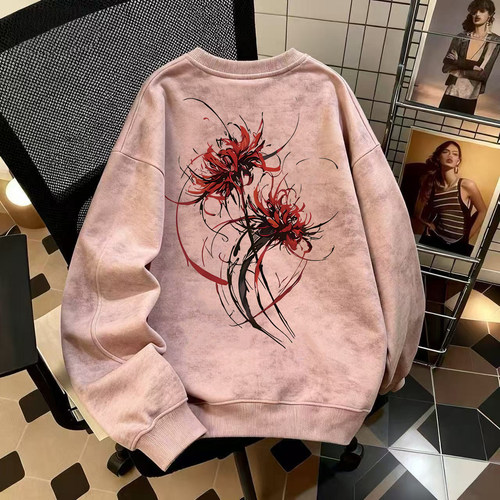 奥特莱斯~品牌外贸专柜捡漏秋冬加绒保暖扎染美式圆领卫衣长袖潮