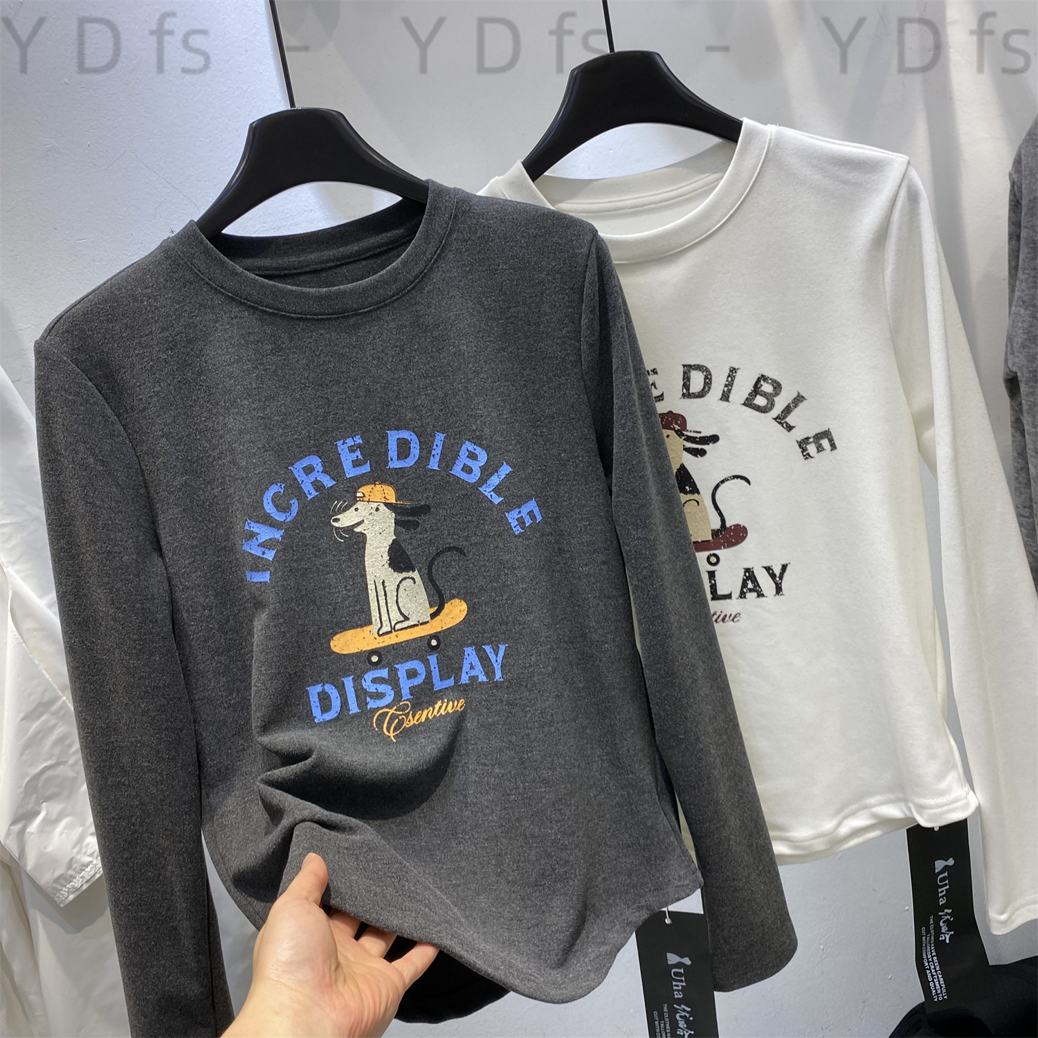 奥特莱斯~品牌外贸专柜捡漏德绒磨毛秋冬长袖t恤女加厚内搭打底衫,男装,大码上装,淘宝优惠券,粉丝福利购,淘宝优惠卷