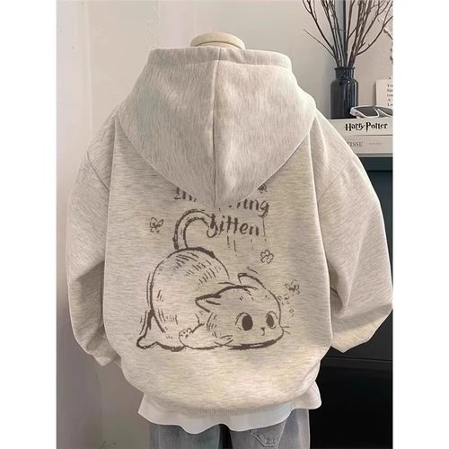 奥特莱斯~品牌外贸专柜捡漏秋冬加绒新款时尚百搭连帽卫衣女外套