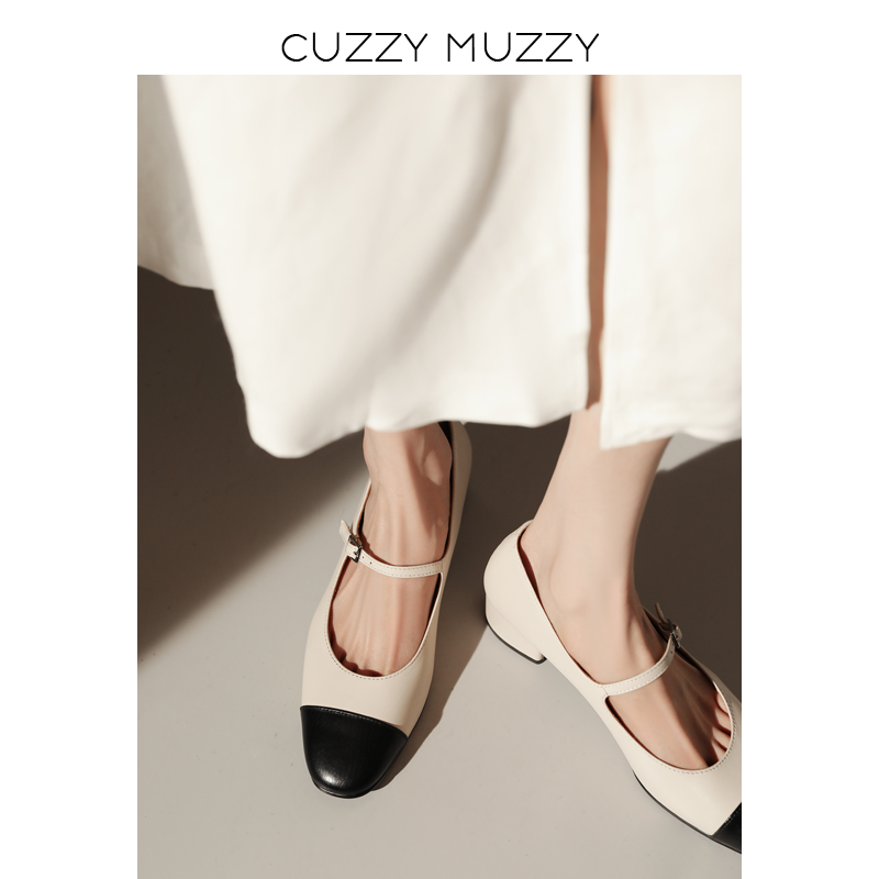 CUZZYMUZZY玛丽珍鞋粗跟单鞋中跟