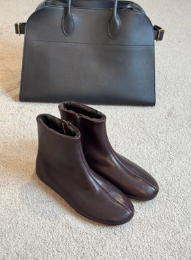 复古头层小山羊皮拉链平底瘦瘦靴WUT0205