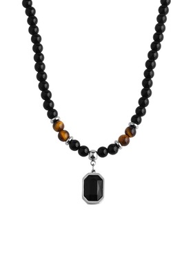 国潮风虎眼石项链男女轻奢中性配饰时尚小众地图石锁骨链生日礼物