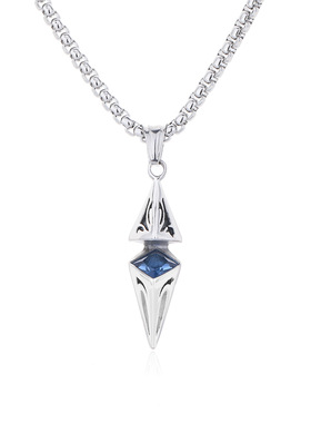 wliu菱形项链男女轻奢精致高级蓝色琉璃宝石钛钢吊坠饰品生日礼物