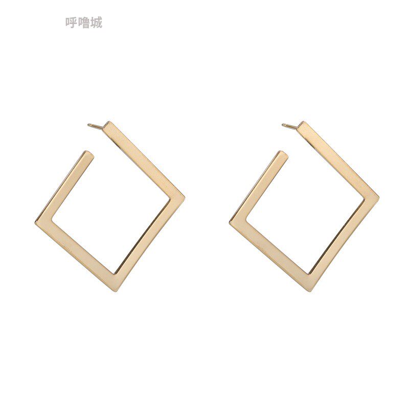 GEOMETRIC CUTOUT SQUARE EARRINGS WOMENS SUMMER 2022 NEW TRENDY EUROPEAN AND AMERICAN PERSONALITY STUDS FASHION HIGH-END EARRINGS