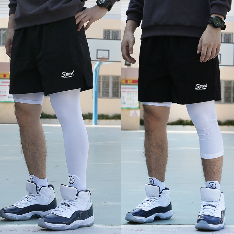 篮球训练打底紧身速干五分七分单腿运动九分短裤男美式健身内裤