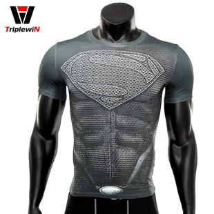 运动速干紧身衣健身男漫威超人英雄美国队长钢铁蜘蛛复仇短袖t恤