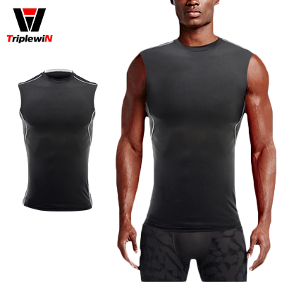 运动跑步篮球紧身衣背心长袖黑色