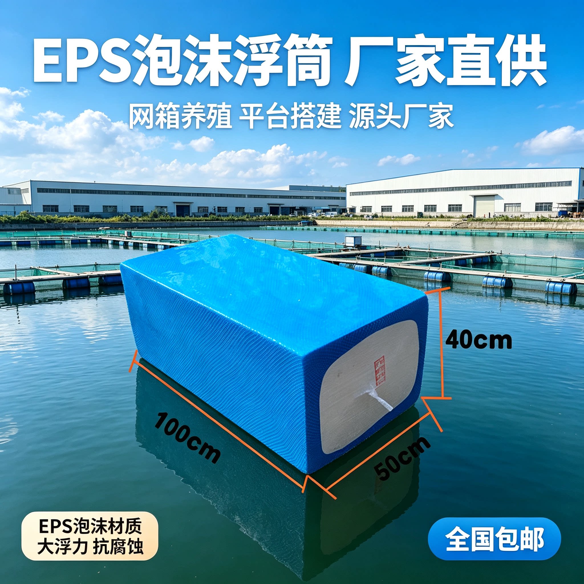 水上平台搭建专用塑料网箱养殖浮筒特大号泡沫浮桶浮桥小号码头