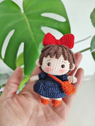 Little Witch Kiki Crochet Doll Pendant Finished Keychain Studio Ghibli Merchandise Creative Hanging Ornament Gift