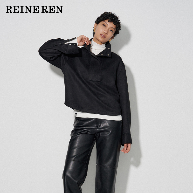 REINEREN任茜秋冬麂皮绒箱型短上衣外套