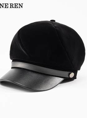 【现货】REINEREN设计师任茜2025秋冬新款丝绒复古八角报童帽