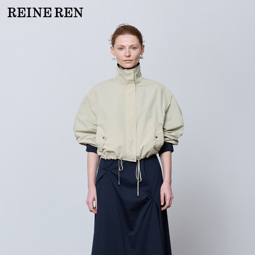 【现货】REINEREN任茜2026春新款巴恩风双面立领燕麦色休闲短夹克