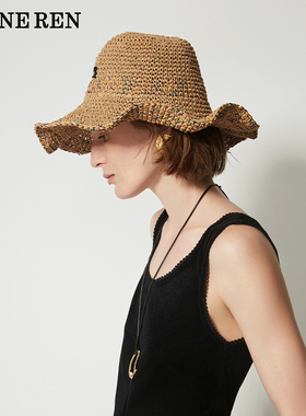 REINEREN设计师任茜2025春夏花色编织度假渔夫草帽户外遮阳可折叠