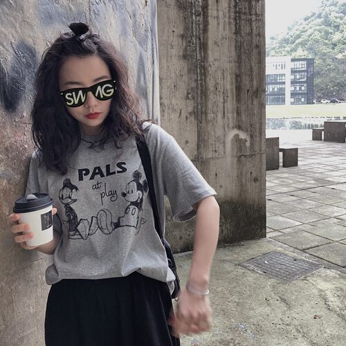 短袖美式复古vintage中长款显白