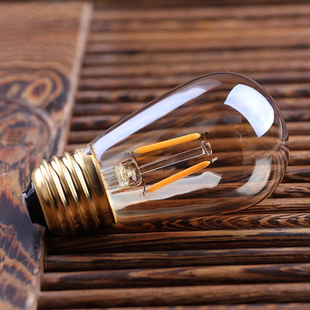 S14爱迪生灯泡e27大螺口ST45球泡1w暖黄光复古led灯丝灯创意光源