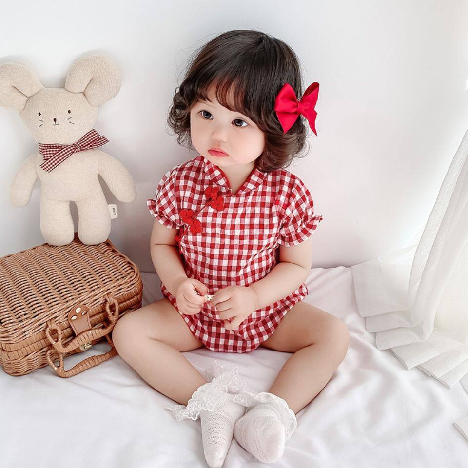 婴幼儿夏季包屁衣新生儿半袖哈衣中国风旗袍超薄爬服衣民族风