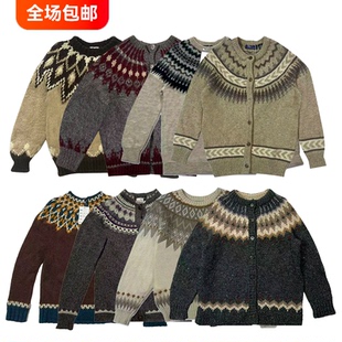 古着vintage冬季复古雪柄费尔岛毛衣摩天轮开衫套头羊毛衣古着001