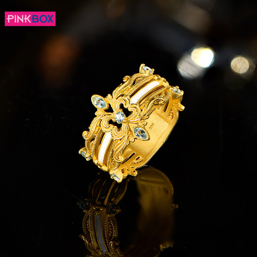 PINKBOX/娉饰珠宝黄金戒指足金时尚指环镶嵌托帕石冰雪奇遇系列