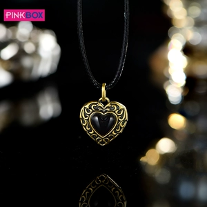 PINKBOX/娉饰珠宝 Черно-желтая золотая агатовая подвеска в виде сердечка