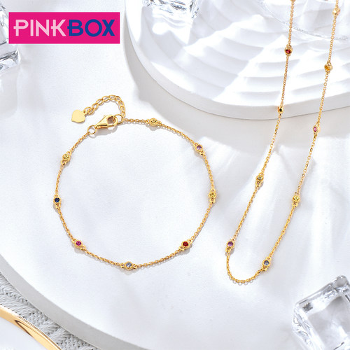 PINKBOX红蓝宝石手链颈链1款多带
