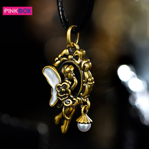 PINKBOX/娉饰珠宝黑金吊坠潮奇幻足金流苏挂坠镶嵌白贝镜灵轻奢