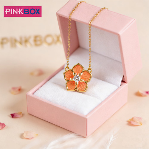 PINKBOX/娉饰珠宝足金珐琅彩春日樱花套链新品首发轻奢