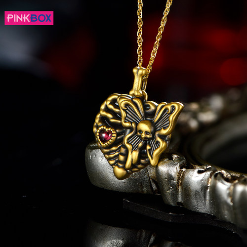 PINKBOX/娉饰珠宝黑金吊坠幽冥蝴蝶华丽魅惑骷髅黄金挂坠轻奢