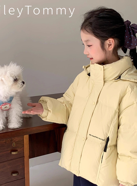 英国Riley Tommy儿童连帽羽绒服白鸭绒男童女童短款加厚保暖外套