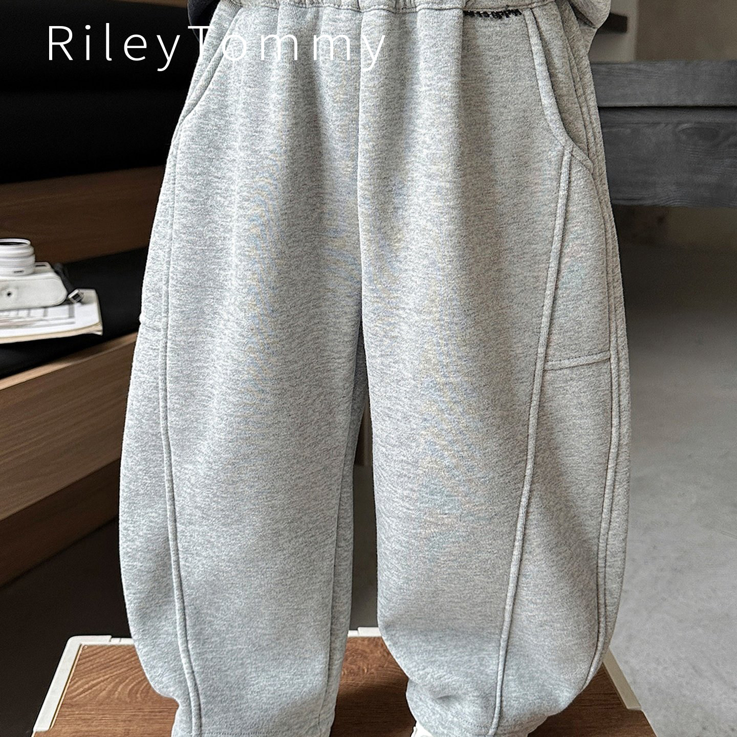 英国RileyTommy秋冬加绒裤子儿童休闲裤新款加厚弯刀裤保暖运动裤