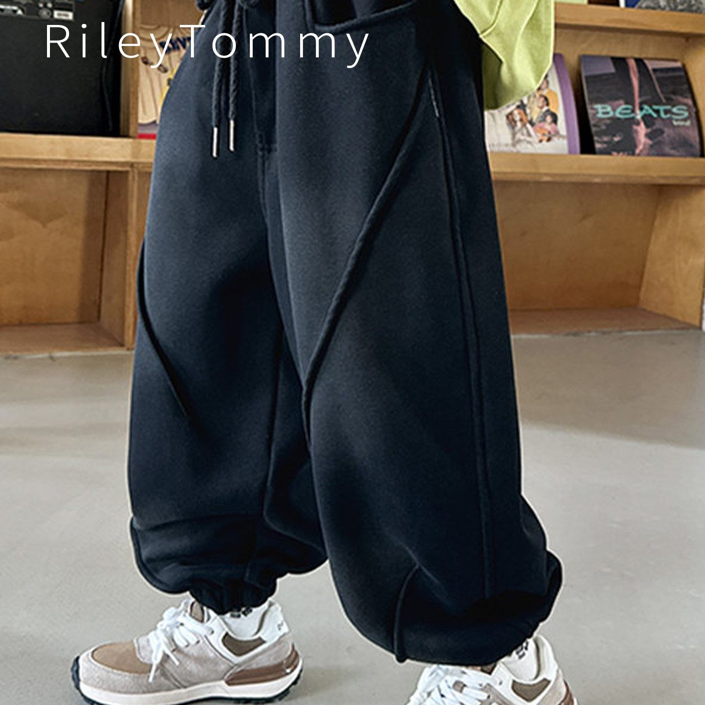 英国RileyTommy男童加绒裤子秋冬季新款儿童韩版休闲裤加厚运动裤