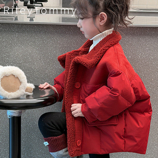 英国Riley Tommy儿童红色拜年服女童棉服2026新款冬宝宝外套喜庆