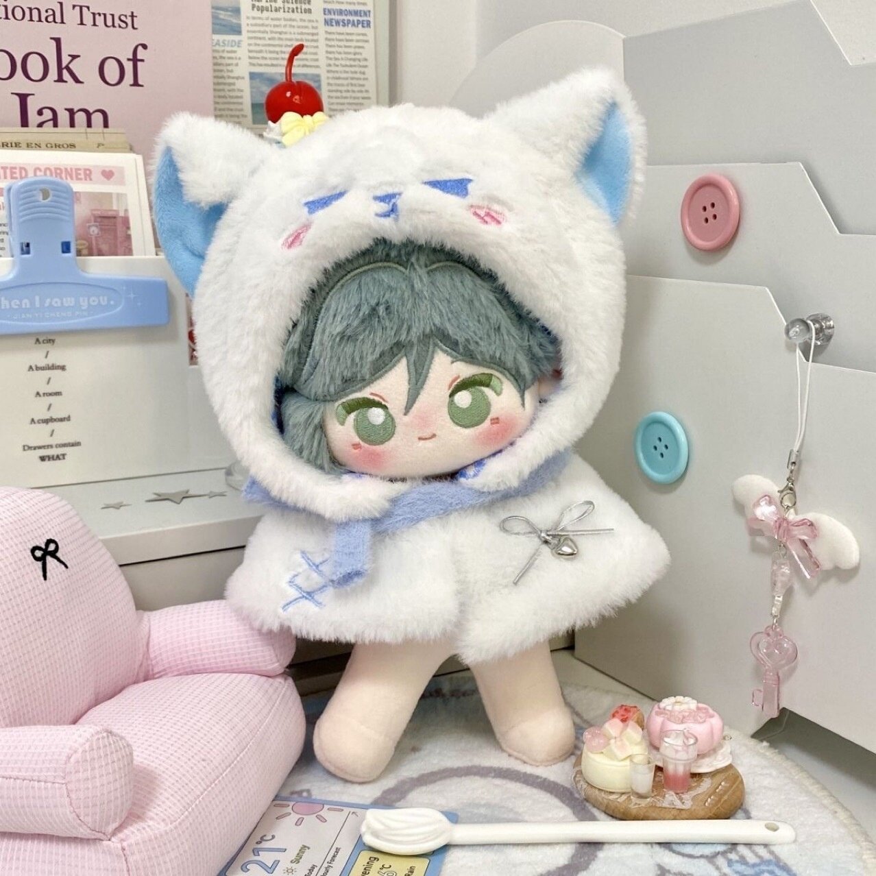 10cm娃衣斗篷海星体头套可爱十厘米棉花娃娃毛绒小斗篷娃娃换装