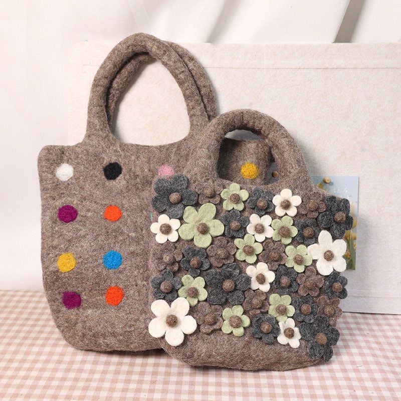 花花羊毛毡时尚平板圆点服装包