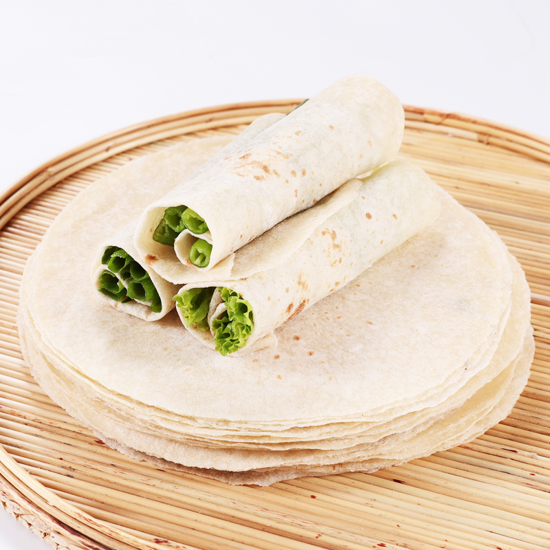 直径20厘米圆形卷饼皮薄饼皮北京烤鸭饼早餐商用春饼烙饼6寸50张
