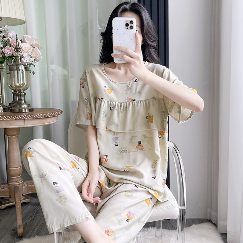 免穿内衣绵绸睡衣女棉绸家居服