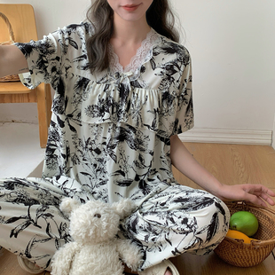 棉绸睡衣女夏季薄款短袖2026年新款防凸可外穿夏天家居服两件套装
