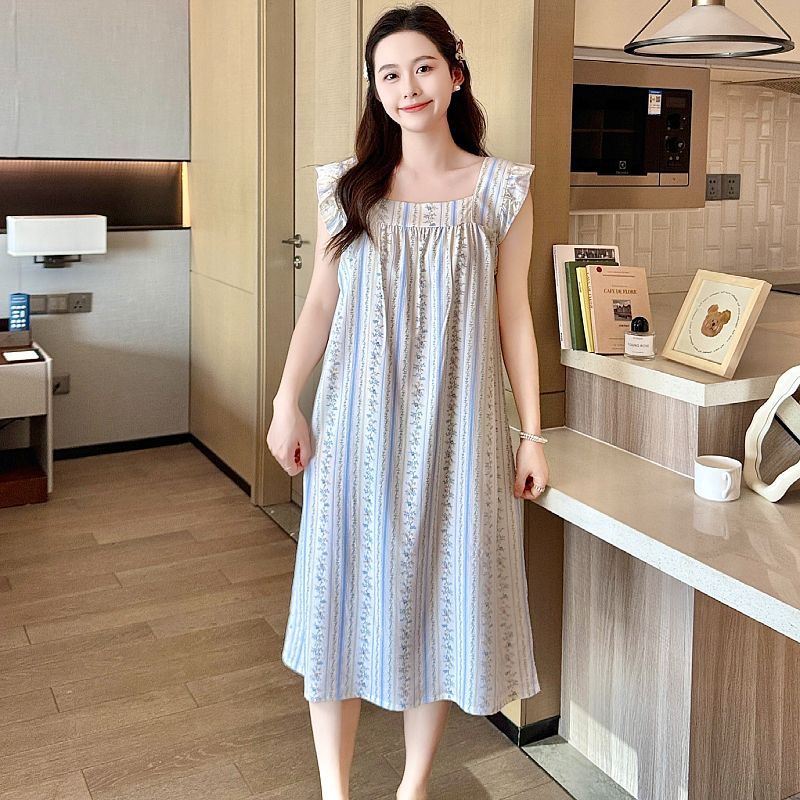 棉绸睡裙女士夏季绵绸薄款可爱无袖睡衣家居服女生夏天性感连衣裙