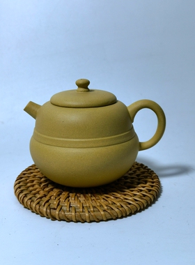 宜兴紫砂壶原矿本山绿泥135cc腰线葫芦壶独孔出水募古款小品中式