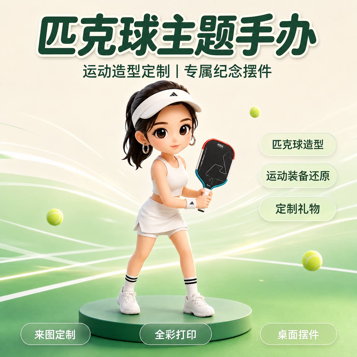 匹克球照片定制Q版手办挂件图片