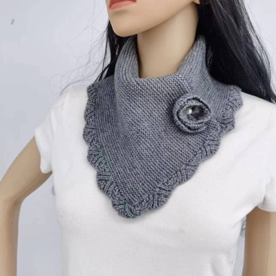 秋冬脖套假领子女百搭假领针织毛线围巾围脖套头装饰三角巾假衣领