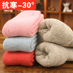 袜子女冬季加绒加厚保暖超厚毛绒羊毛袜子中筒短袜睡眠毛巾袜6235