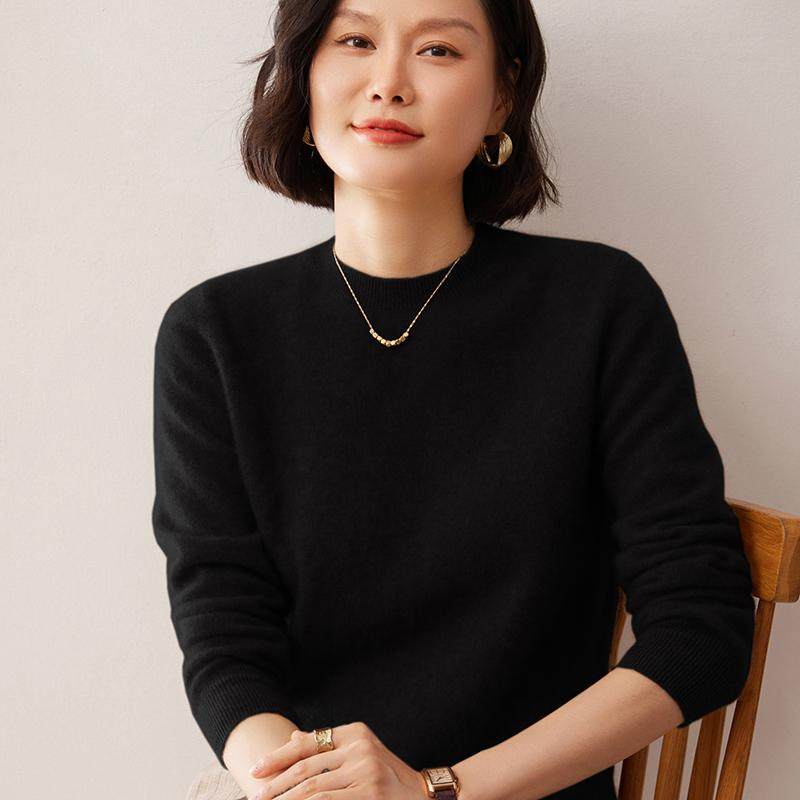 圆领羊绒衫女新款内搭套头短款软糯毛衣纯色羊绒针织打底衫女秋冬,女装/女士精品,羊绒衫,淘宝优惠券,粉丝福利购,淘宝优惠卷
